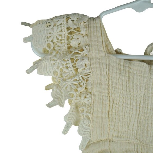 Vintage-Style Girls Cream Dress With Lace Sleeves 100% Cotton Size 18-24M - Picture 3 of 5